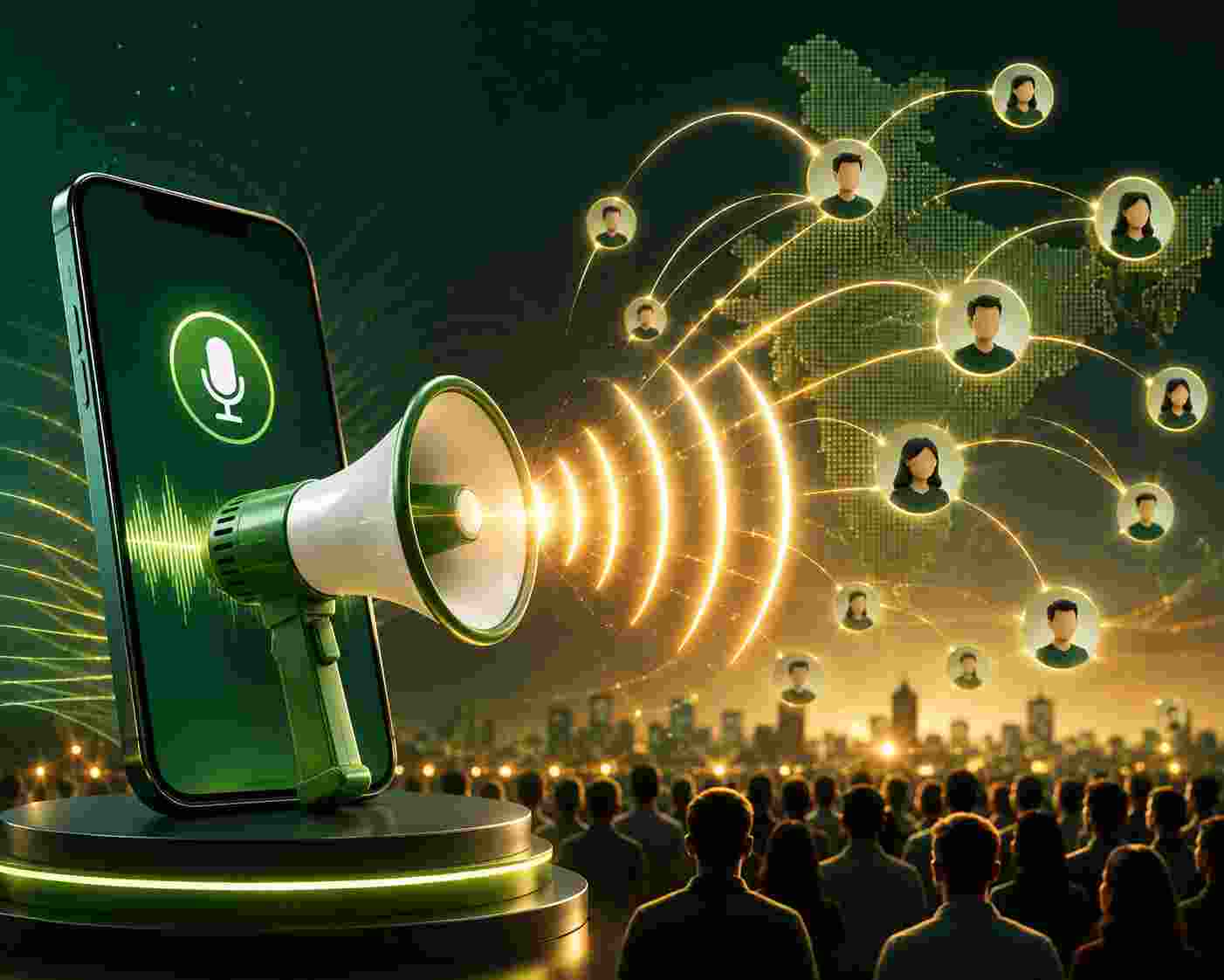 Political party WhatsApp broadcast message on a voter's phone