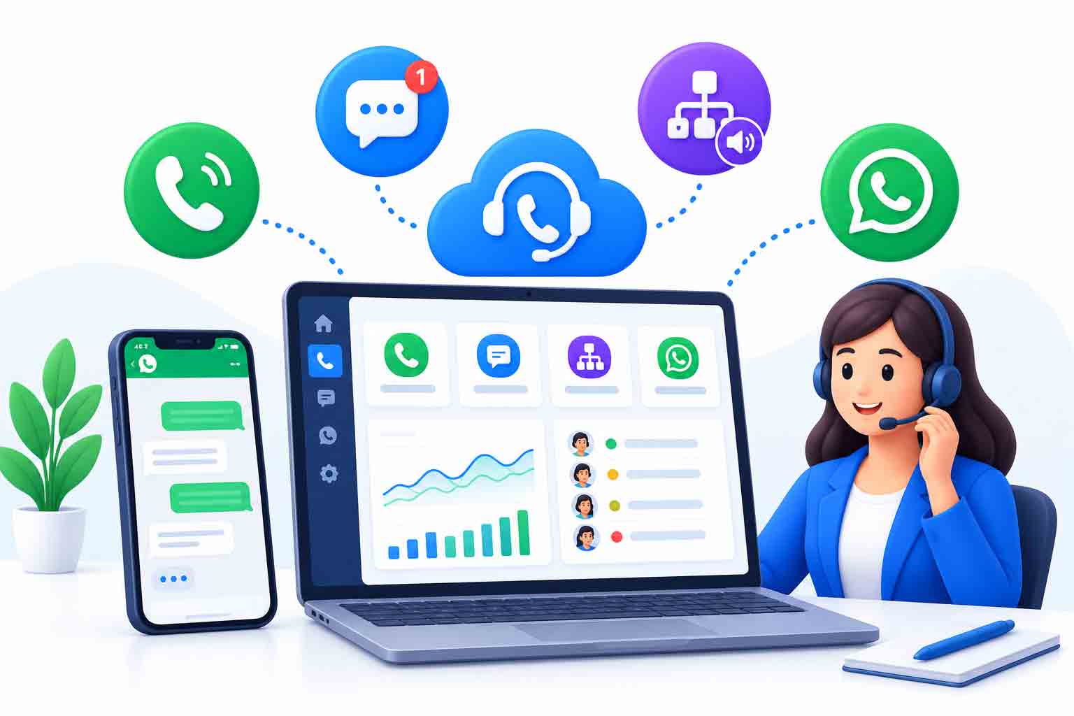 WebtechAge communication suite covering call, SMS, IVR and WhatsApp in one platform